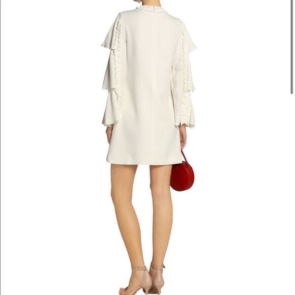 Alexis Tiered flared long sleeves London mini ivory Dress XS - Picture 3 of 11